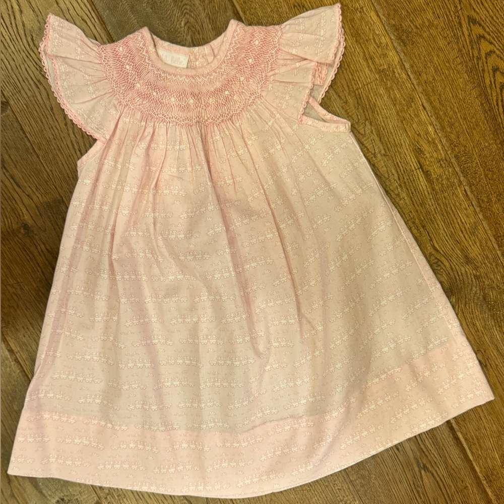 Petit Bebe - Pink Bunnies in Choo Choo Train Dress - Size: 12M
